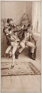 Boy playing a game where he has to try to avoid stepping on eggs while blindfolded by English School