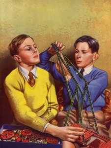 Boys Building with a Toy Construction Set