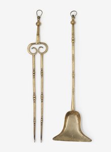 Brass tongs and shovel, c.1650-99