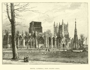 Bristol Cathedral, from College Green by English School