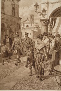 British Highlanders Made Welcome at a French Town by English School