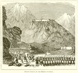 British Troops on the March to Cabul by English School