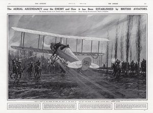 British Aeroplane Escaping a German Patrol, World War I, Belgium by English School