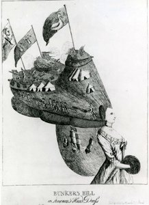 Bunkers Hill, or Americas Head Dress, 1776 by English School