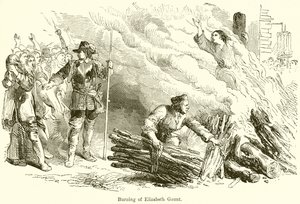 Burning of Elizabeth Gaunt by English School