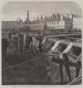 Bursting of the Fleet Ditch and Destruction of Part of the Metropolitan Railway, Scene of the Accident by English School
