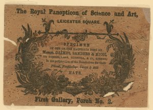 Business Card of The Royal Panopticon of Science and Art by English School