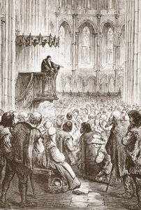 Calvin preaching his farewell sermon in expectation of banishment