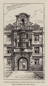 Gate of Entrance, Clare College, as seen from the Interior of the Court, Cambridge