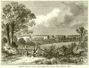 Camden Town, from the Hampstead Road, Marylebone, 1780