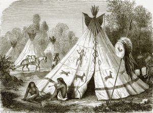 Camp of Comanche Indians by English School