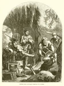 Captain Kydd Concealing Treasure in a Cavern by English School