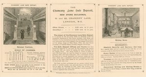 Card Advertising the Chancery Lane Safe Deposit, 61-62 Chancery Lane, London by English School