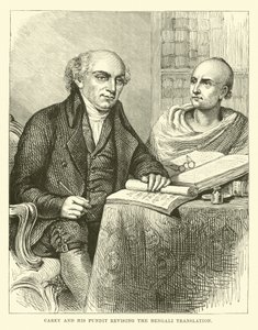 Carey and his pundit revising the Bengali translation by English School