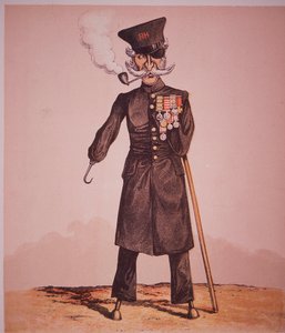 Caricature of Chelsea Pensioner of the Royal Hospital, from 
