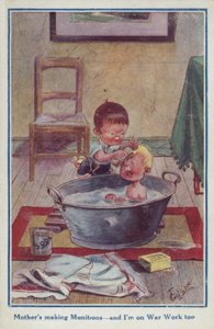Cartoon propaganda postcard of two little boys