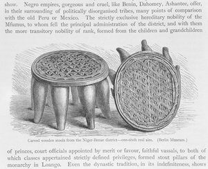 Carved wooden stools from the Niger-Benue district, from 