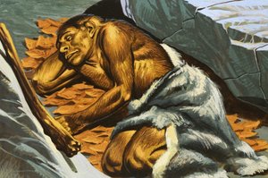 Cave man sleeping