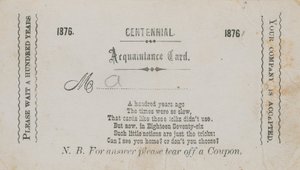 Centennial Acquaintance Card by English School