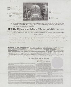 Certificate of fire insurance issued by the Royal Exchange Assurance Corporation for a house in Wilmslow, Buckinghamshire by English School
