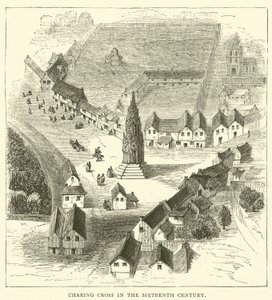 Charing Cross in the Sixteenth Century (engraving) by English School