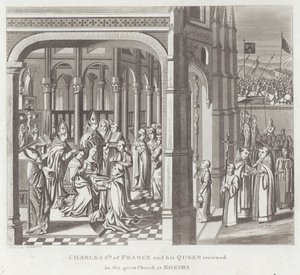 Charles V of France and His Queen Crowned in the Great Church at Rheims by English School