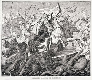 Charles Martel at Poictiers, from The History of France, by Emile de Bonnechose by English School