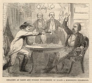 Cheating at cards and sudden punishment on board a Mississippi steamboat