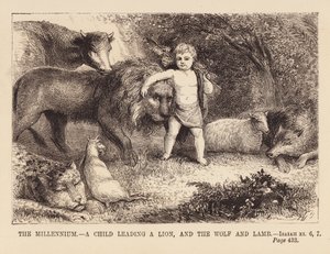Child Leading a Lion and the Wolf and the Lamb
