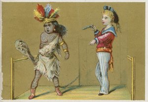 Child with Gun and Native Child by English School