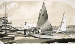 Children learning to sail