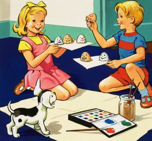 Children Painting Eggs