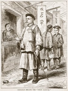 Chinaman Selling the Pekin Gazette, illustration from Cassell