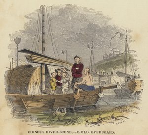 Chinese River-Scene, Child Overboard