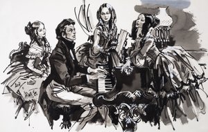 Chopin with Female Admirers by English School
