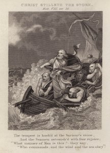 Christ Stilleth the Storm, Matthew VIII, ver 26 by English School