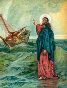 Christ Walking on the Sea by English School