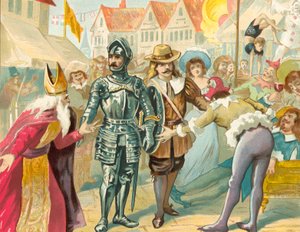 Christian and Faithful pass through Vanity Fair, resisting Superstition and Frivolity