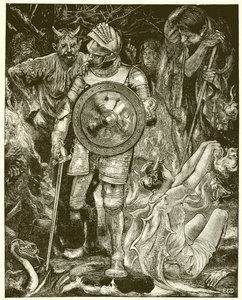 Christian Meets a Company of Fiends in the Valley of the Shadow of Death by English School