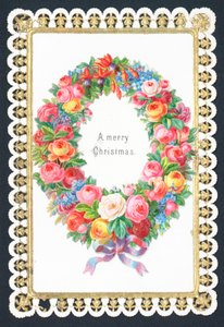 Christmas Flower Wreath by English School