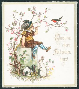 Christmas cheer and golden days - Christmas greetings card by English School