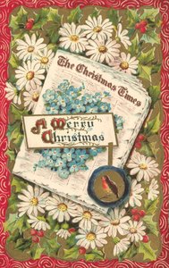 Christmas newspaper, Christmas greetings card, late 19th or early 20th Century