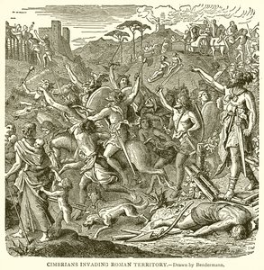 Cimbrians Invading Roman Territory by English School