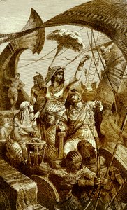 Cleopatra at the Battle of Actium by English School