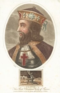 Clovis I, first Christian King of the Franks by English School