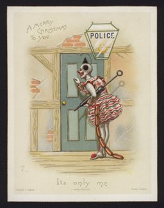 Clown knocking on the door of a police station by English School