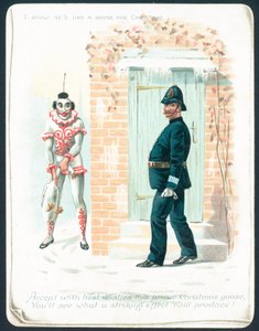 Clown waiting for Policeman with Goose