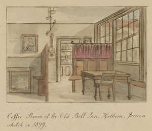 Coffee Room of the Old Bell Inn, Holborn, London, from a sketch in 1899