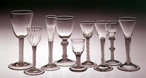 Collection of glasses with opaque twist stems, 1760-75 by English School