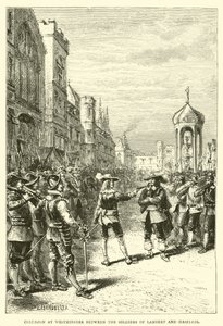 Collision at Westminster between the soldiers of Lambert and Haselrig by English School